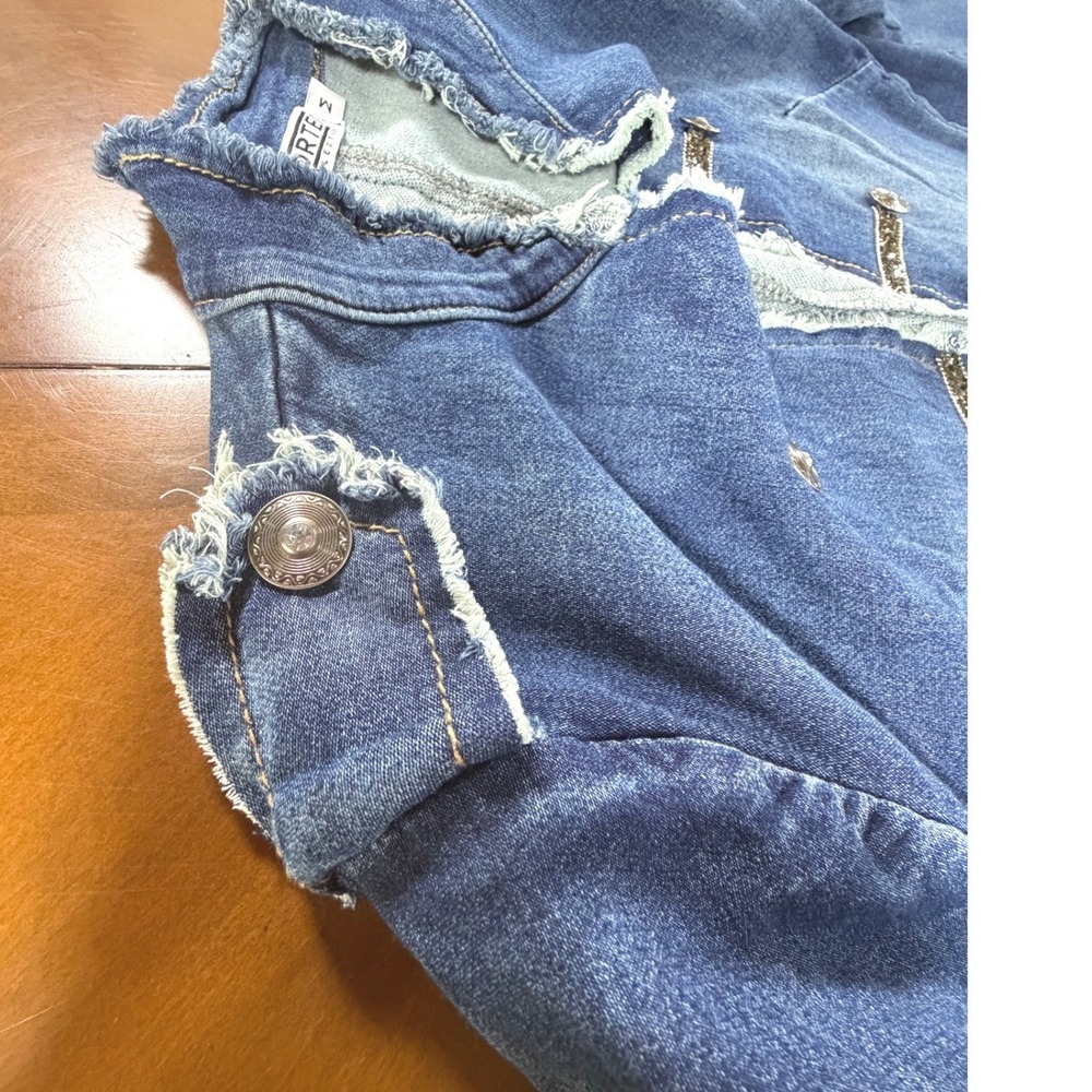 Napoleon Denim Jacket Womens Med Military Porter‎ Collective Blue Jean Open - Picture 4 of 12